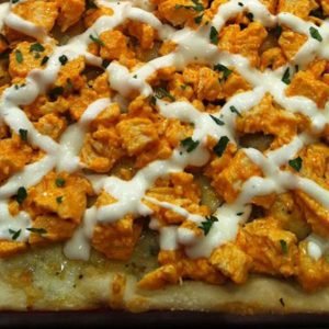 Buffalo Chicken Grandma Pizza