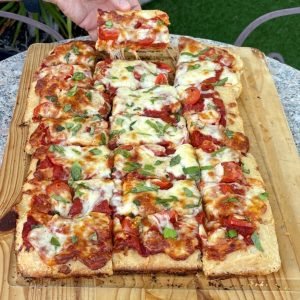 Vegetarian Sicilian Grandma Pizza